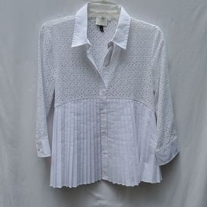 HD In Paris Anthropologie White Button Front Lace